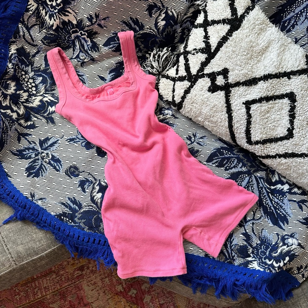 Skims Cotton Rib Onesie in Sugar Pink